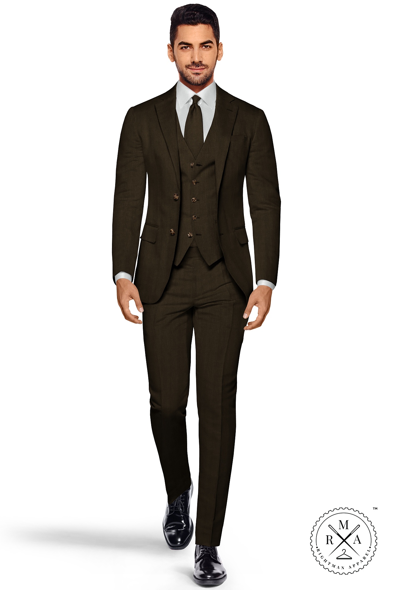 Firm Dark Brown Three Piece Suit SU220